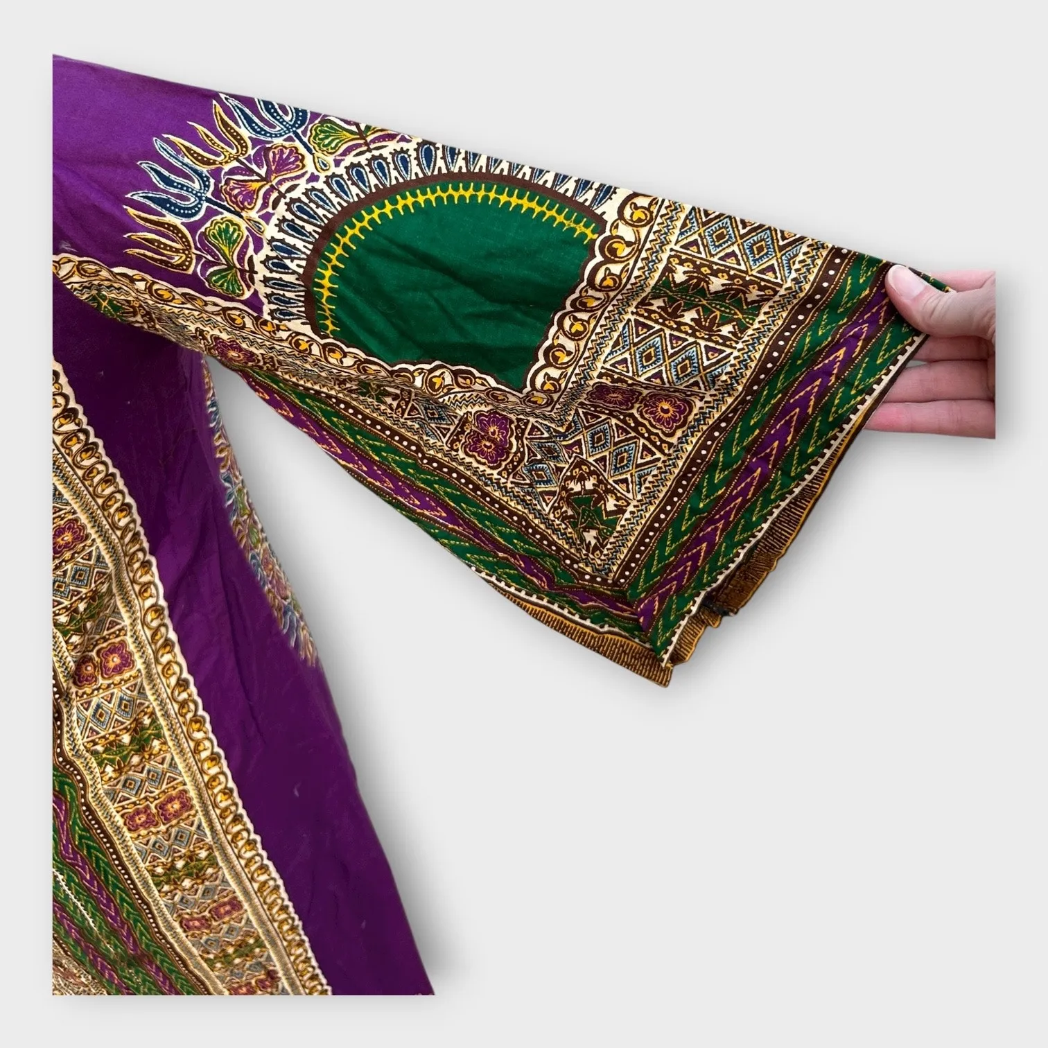 Vintage 70s Dashiki Kenya African Tunic by Waltz Colorful Tribal 38x56 Hippie Purple - Image 8