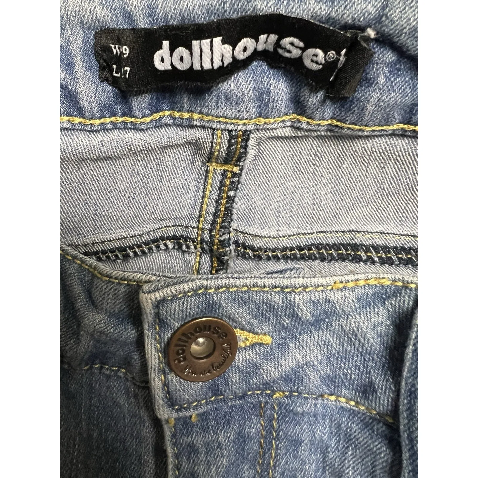 022-013 Dollhouse Women's Jeans 9/10 Light Blue W Stripes 29x27 - Image 6