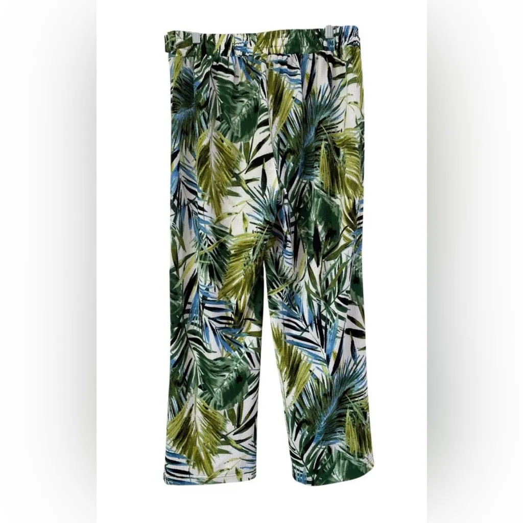 Soho Apparel Tropical Crinkle Pleated Wide Leg Pants XL Beachy Vacation Resort - Image 5