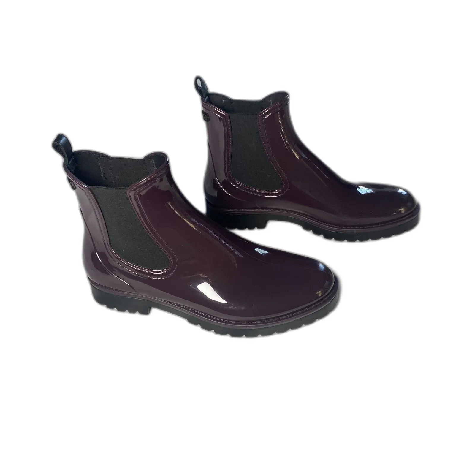 Vince Risa Gum Chelsea Boot Rainboot Glossy Burgundy Slip on Women's Sz 10 - Image 9
