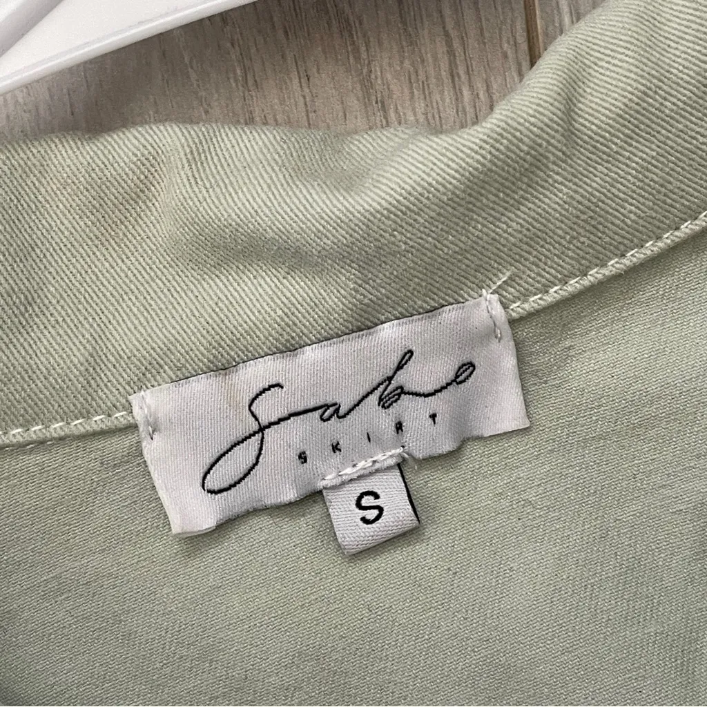 Sabo Skirt Top denim cropped button up womens Green (small) utility chic casual - Image 2