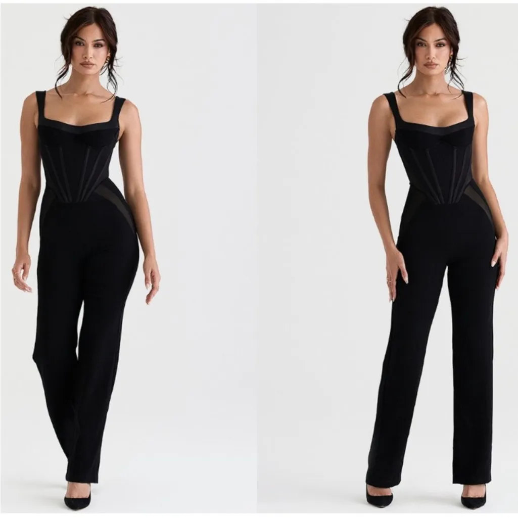HOUSE OF CB 'Mylene'‎ Black Corset Jumpsuit NWOT - Image 2