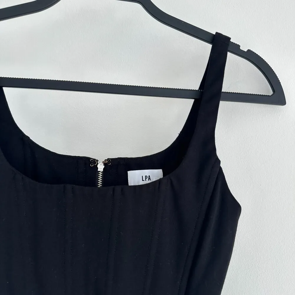 LPA Corset Top Womens XS Black Prescott Cropped Square Neck Minimalist Going Out - Image 3