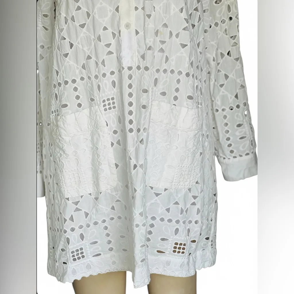 Anthropologie Maeve  Geo Eyelet Shirt Dress - Image 5