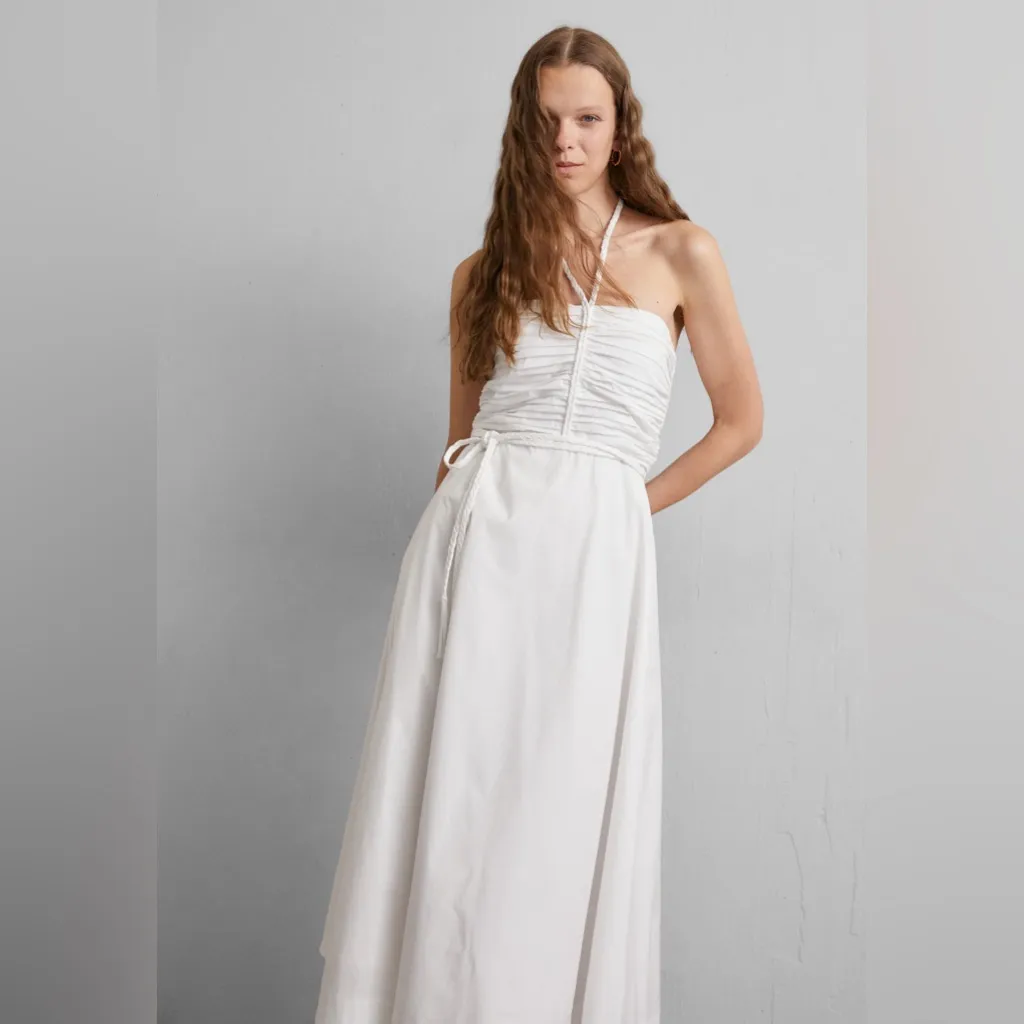 NWT Veronica Beard Tucker White Halter‎ Midi Dress - Image 3