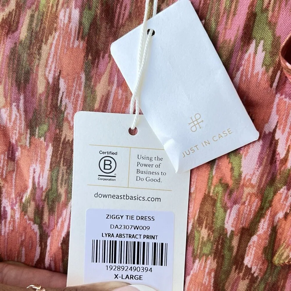 DownEast Basics Ziggy Tie womens Lyra‎ midi Dress long luxury chic boho size  XL - Image 6