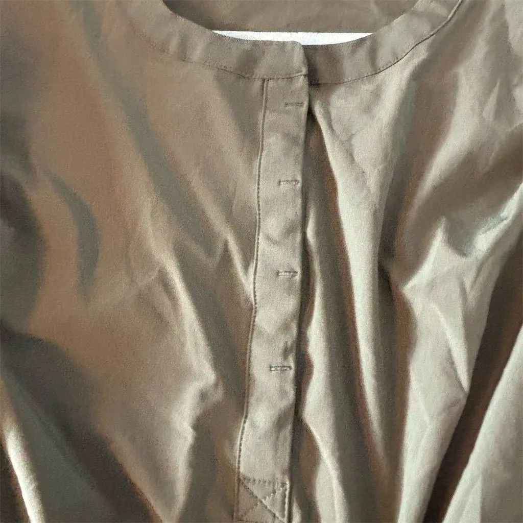 T by‎ Talbots Women's L Green Blouson Popover Dress w/ Drawstring Waist - Image 4