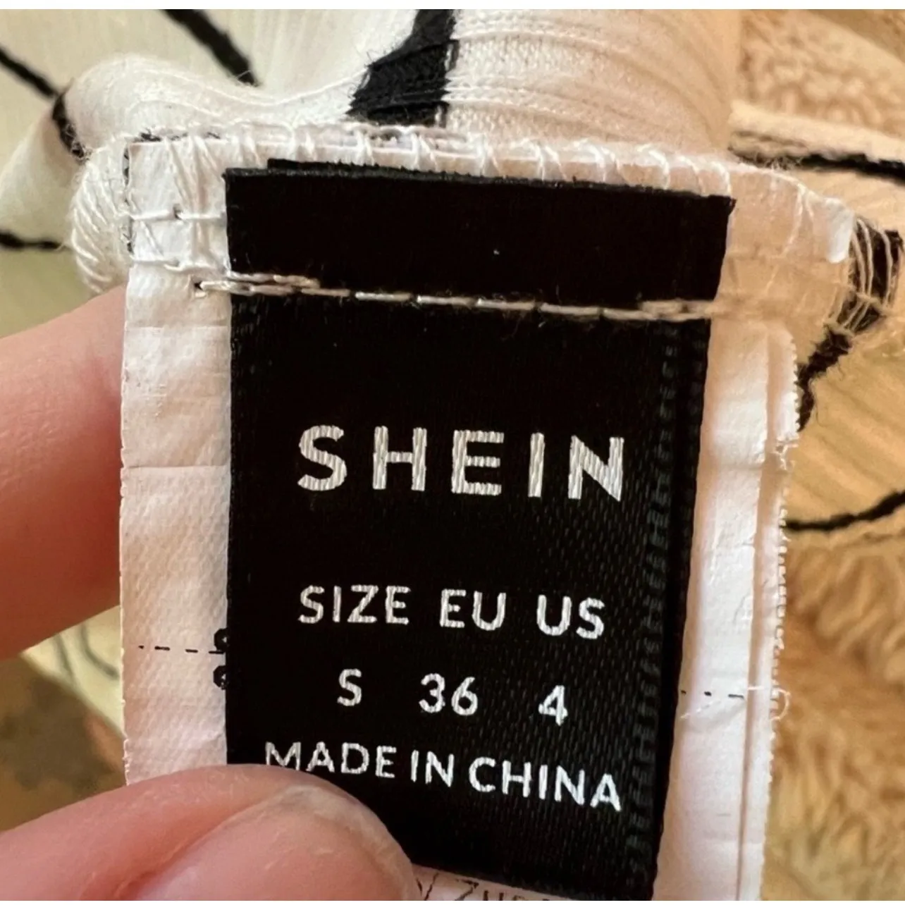 Striped Sleeveless Mock Neck Ribbed Tank Top White Black Minimalist Y2K Small - Image 6