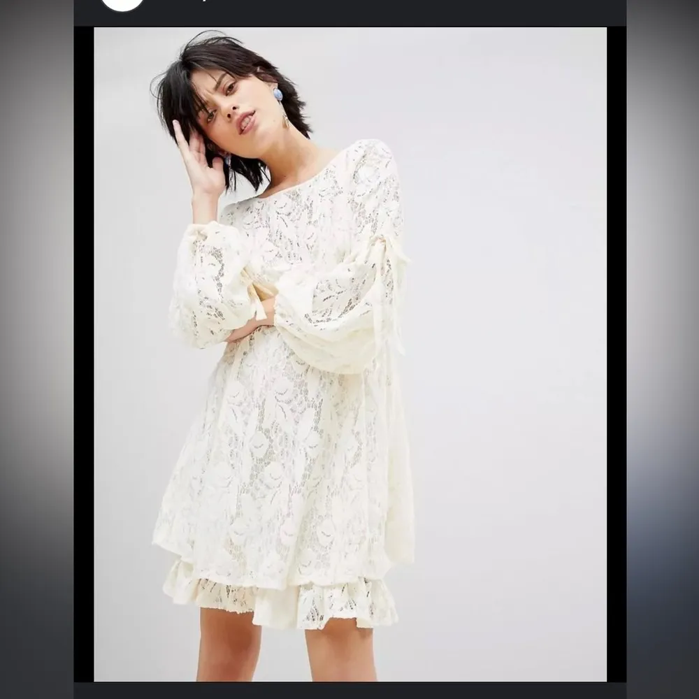 NWT Free People Ruby Lace With Tie Sleeves Ivory Dress, Size xs baby doll - Image 2