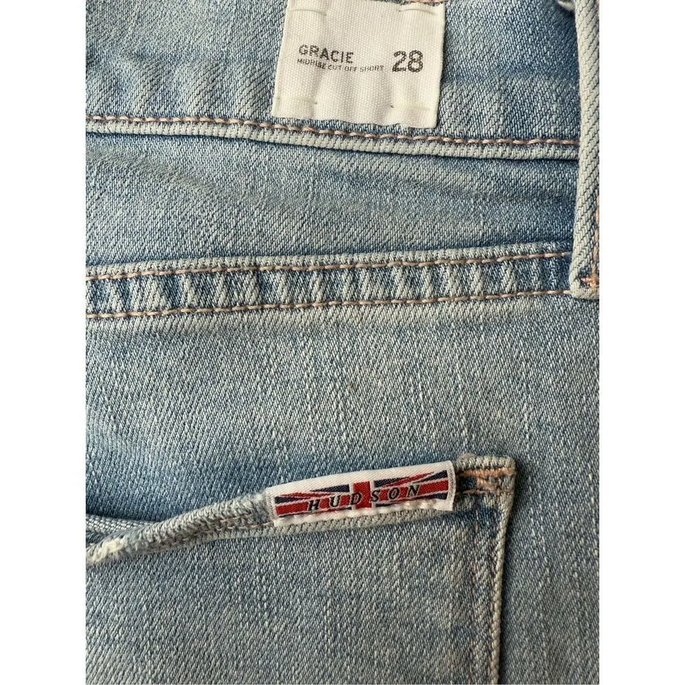 HUDSON Gracie Mid Rise Cut Off Fray Hem Denim Shorts Size 6/28 - Image 8