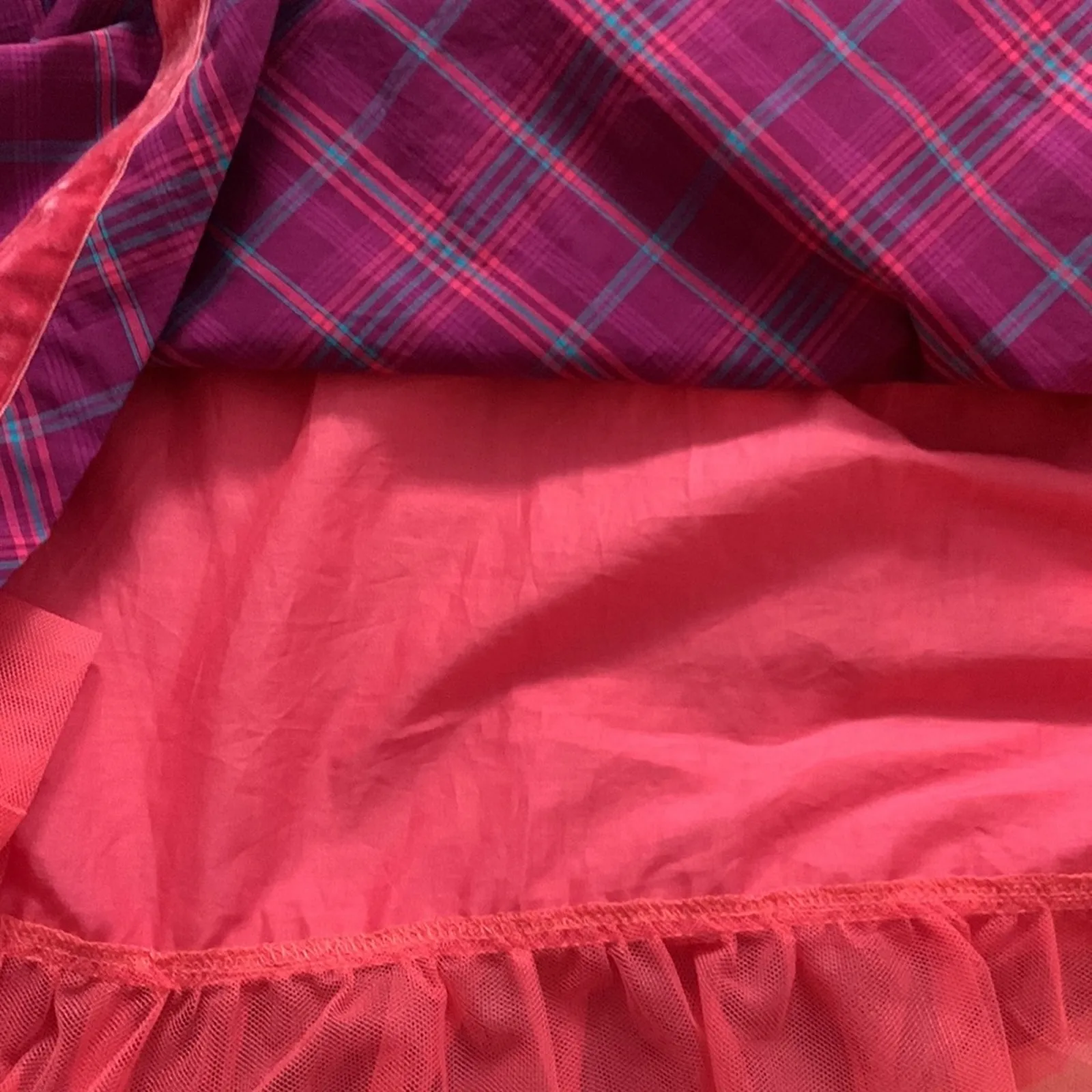 Matilda Jane womens medium pink plaid skirt lined tulle cute purple clueless - Image 6