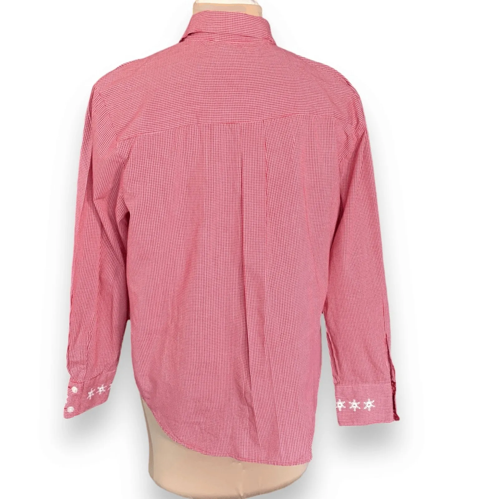 Vintage Karen Scott Red Gingham Christmas Shirt Snowman Reindeer Large Cabincore - Image 3