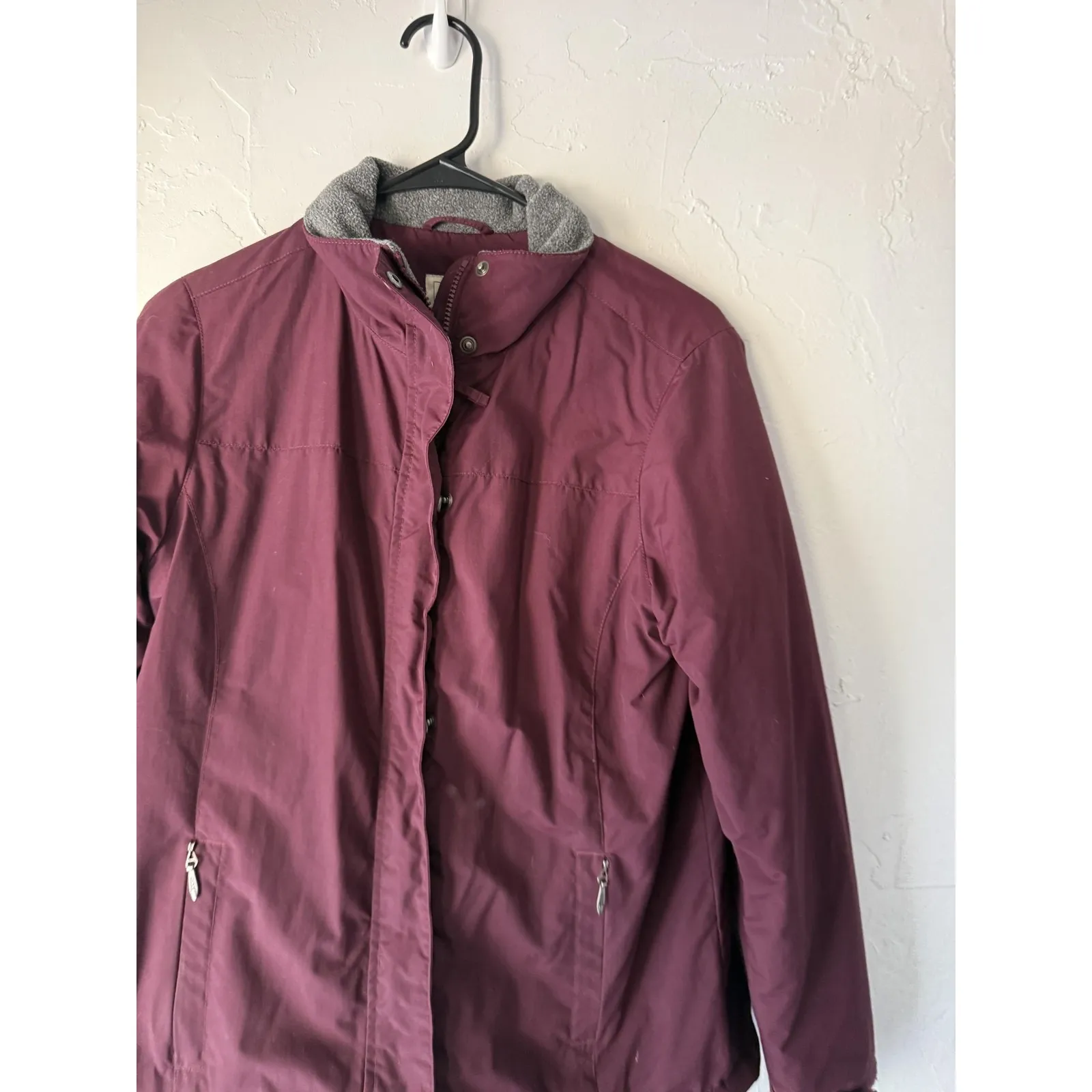LL Bean Jacket Womens Small Burgundy‎ Maroon Full Zip Fleece Lined Winter Coat Purple - Image 2