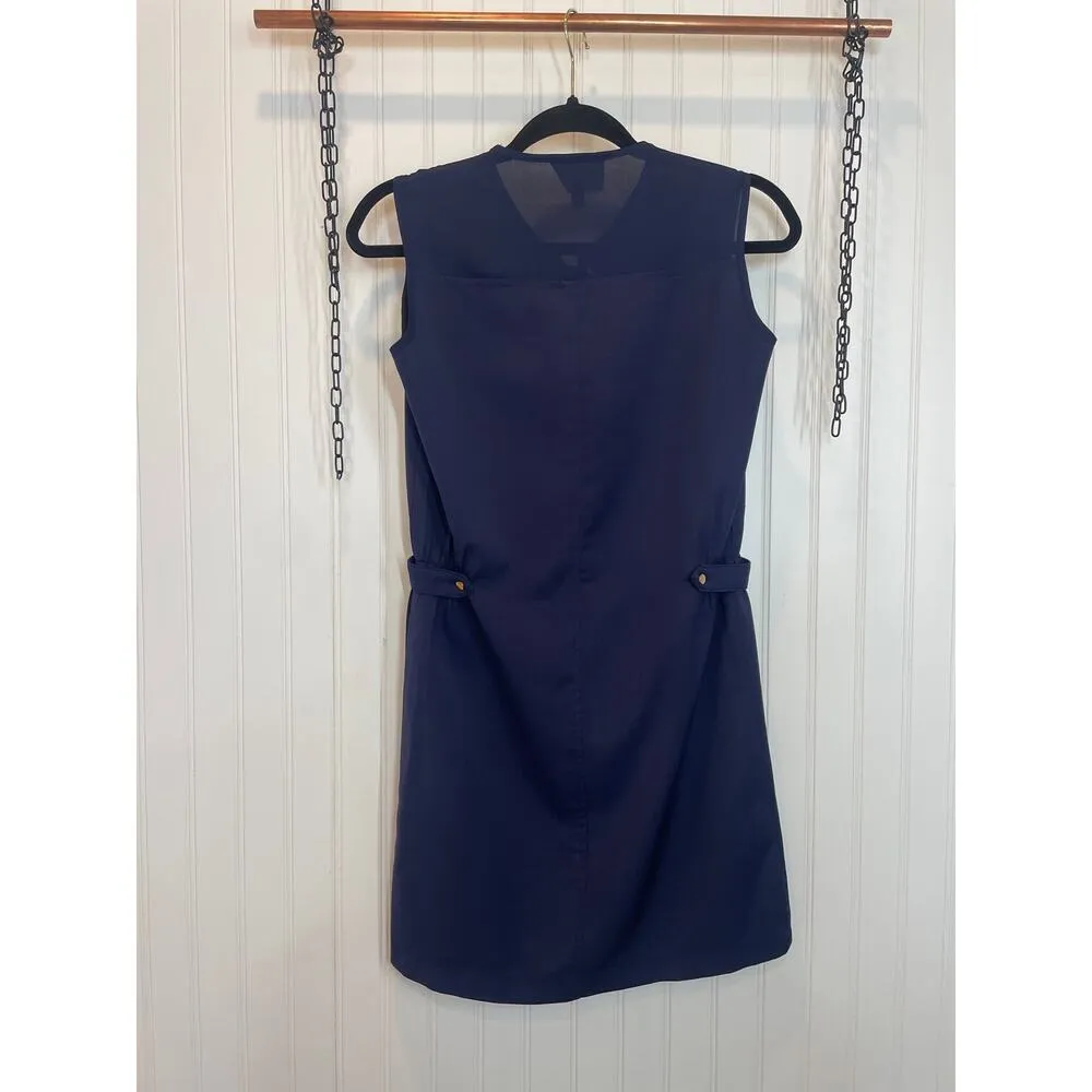 Romeo + Juliet Navy Women's Lattice Neck-Tie Waist-Epaulets Mini Dress Size S - Image 3