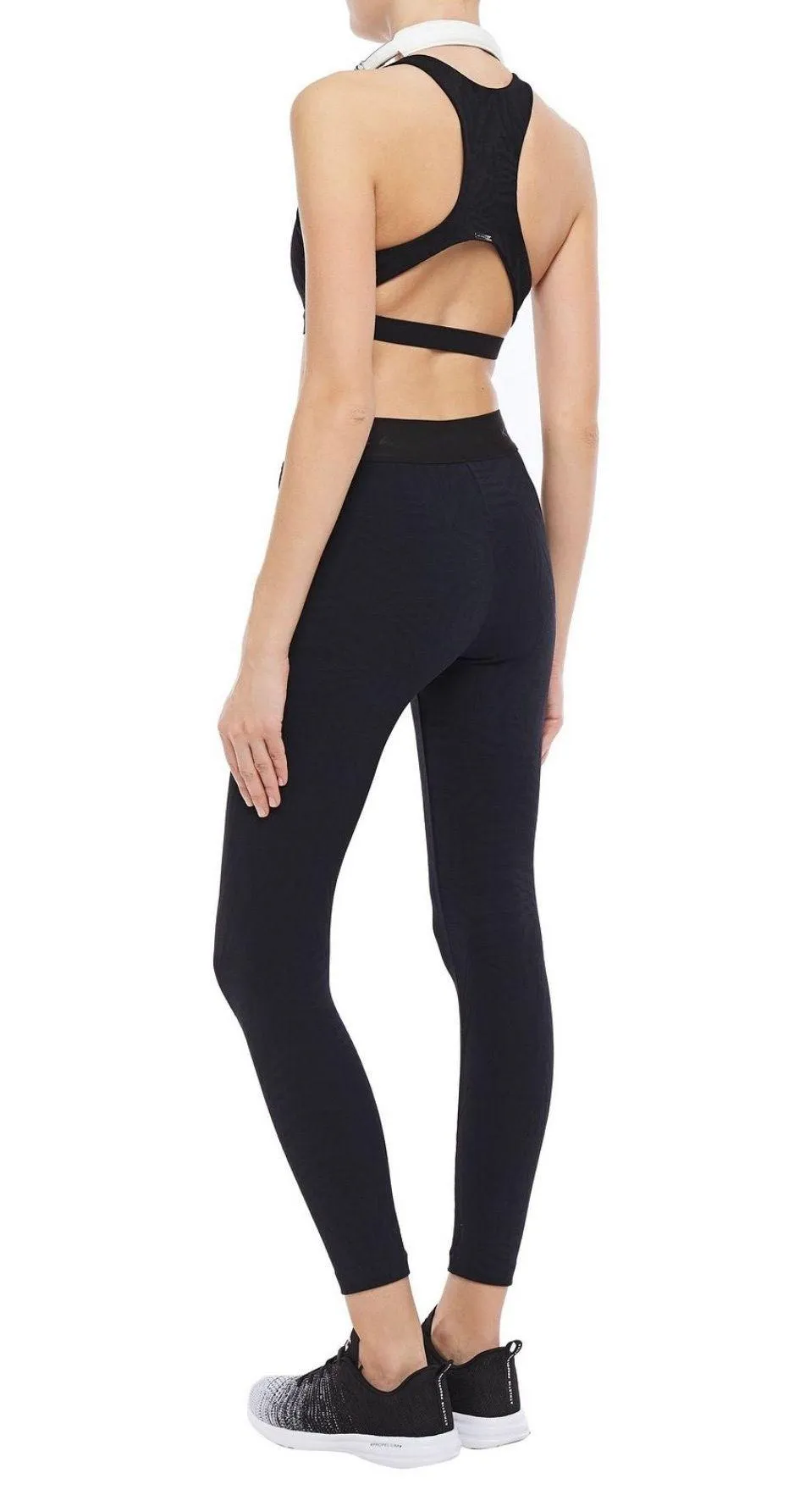 Galaxy Knockout Cropped Stretch-jacquard Leggings In Black Sz M - Image 2