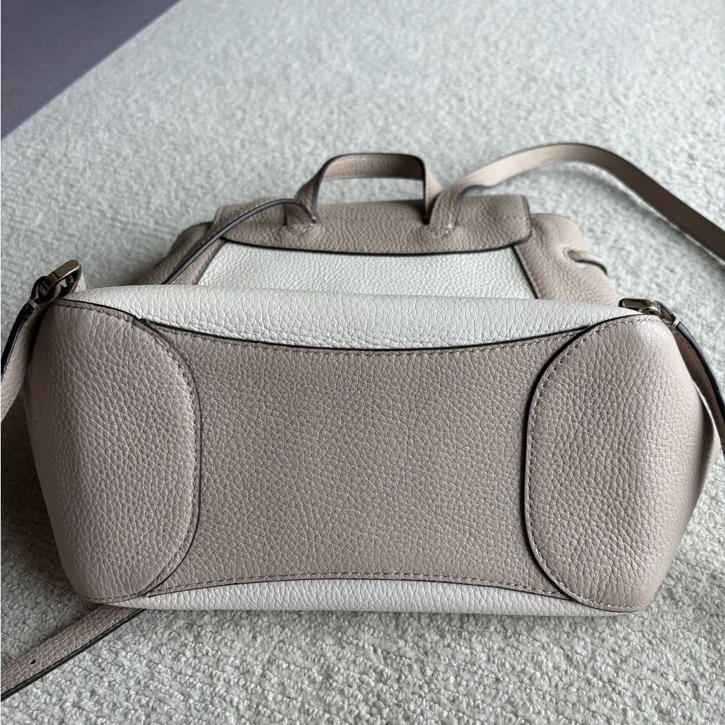 Kate Spade Small Cream Pebbled Leather Backpack Cinch Zip Flap - Image 3
