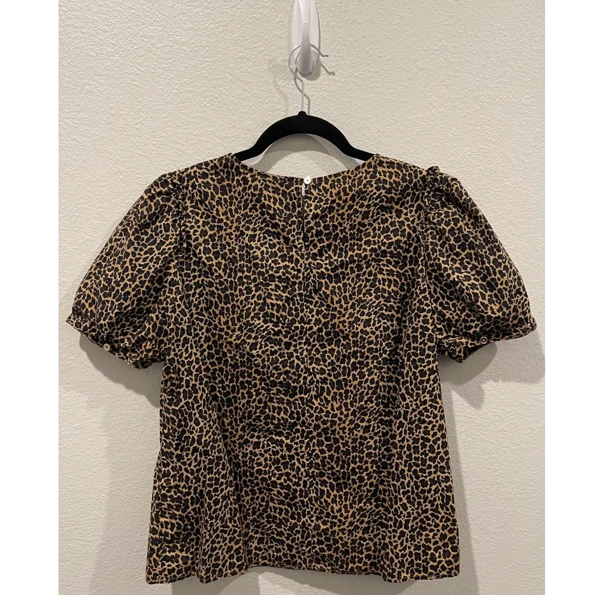 J.CREW Puff Sleeve Top Leopard Print Poplin  - Image 2