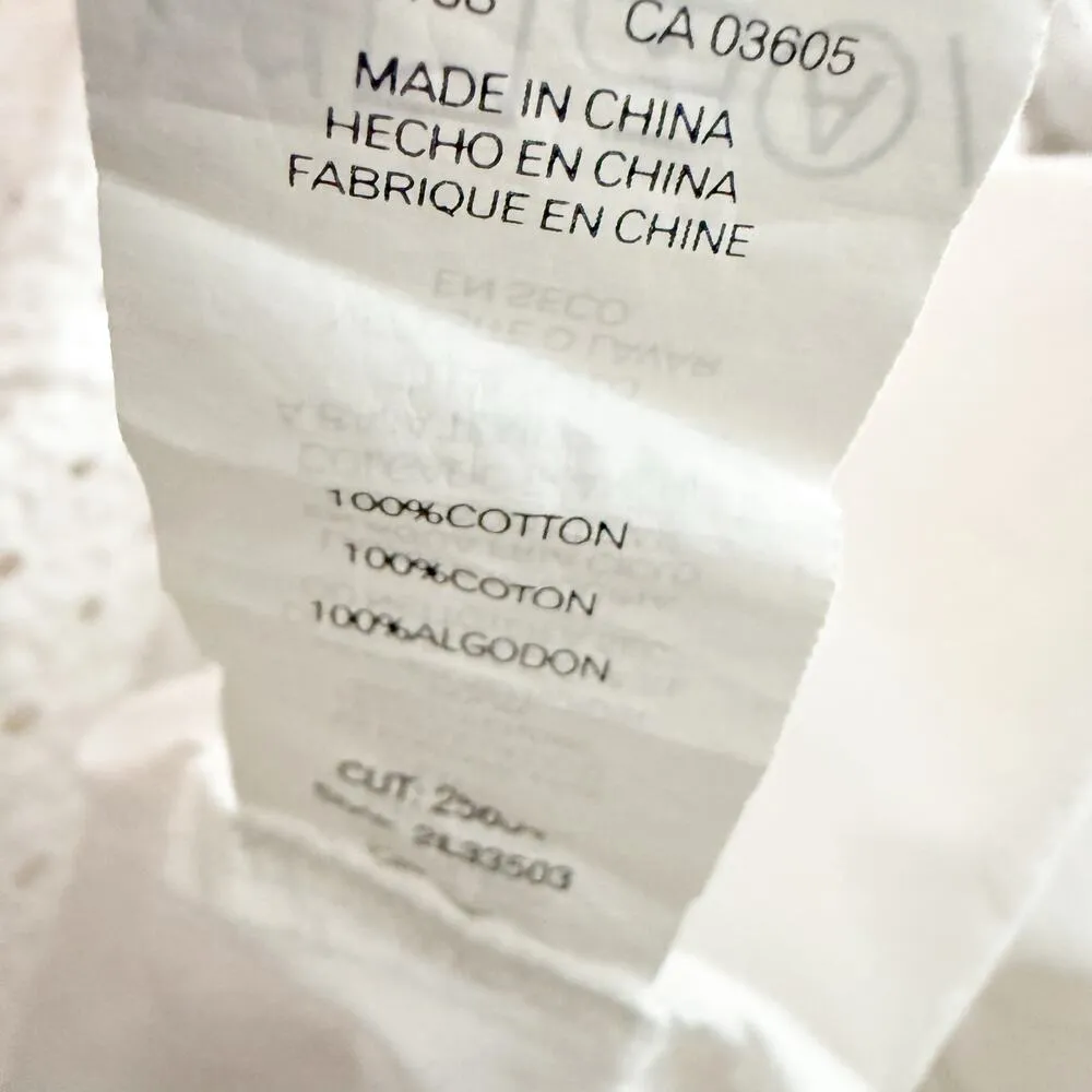 KAREN KANE | White Eyelet Embroidered Wrap Dress Collar Cap Sleeve Tie | Size 8 - Image 10