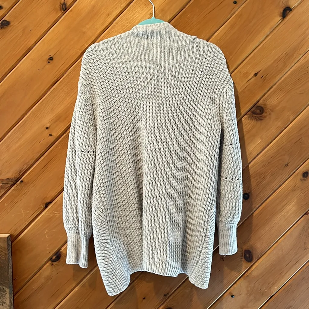 A New day Pointelle Chenille Cocoon light gray open front Cardigan - Image 5