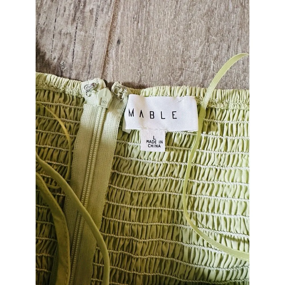 MABLE Babydoll Peplum Top Size L Coquette Dainty Sleeve Green Anthropologie Size L - Image 4