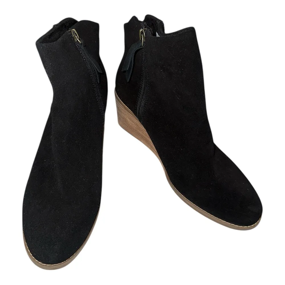 Toms  Black Wedge Ankle Boots - Image 2