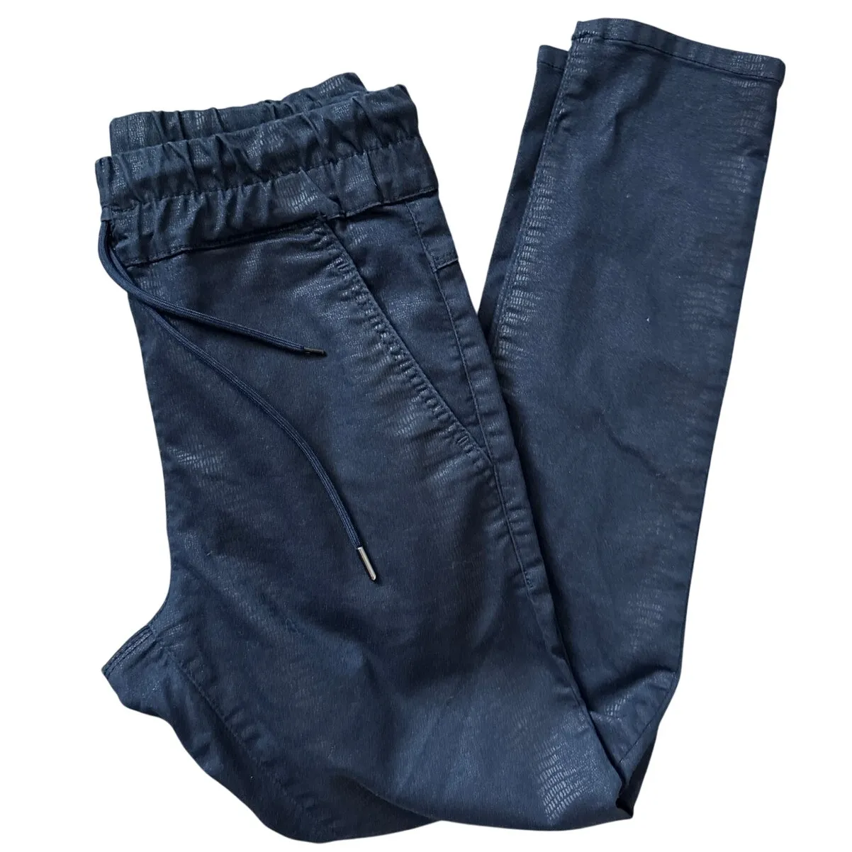 Bevy Flog Shely Iridescent Metallic Snake Print Drawstring Pants Navy Size 25 Blue - Image 6