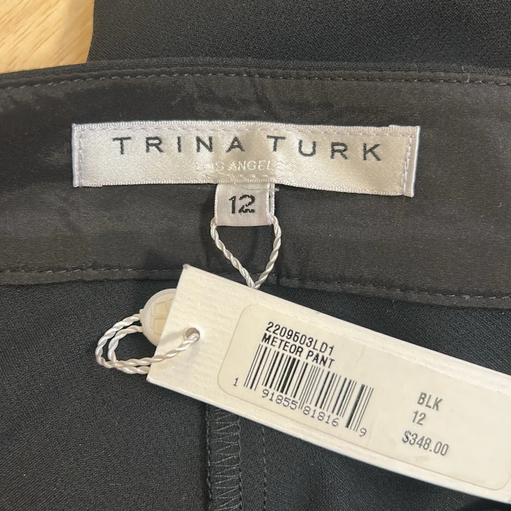 Trina‎ Turk Meteor Pant Black Dress Trouser Split Hem Size 12 Office Business - Image 7