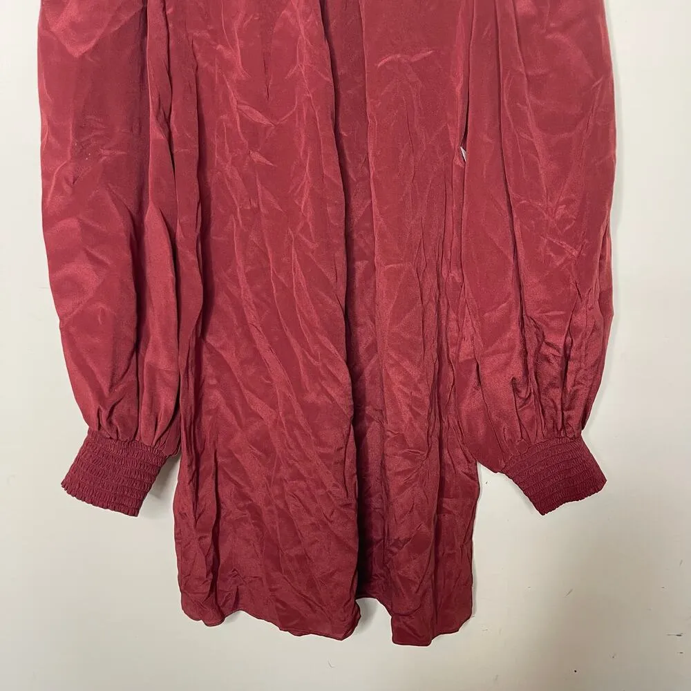 Alice and Olivia burnt orange 100% silk mini dress long sleeves sz S - Image 7