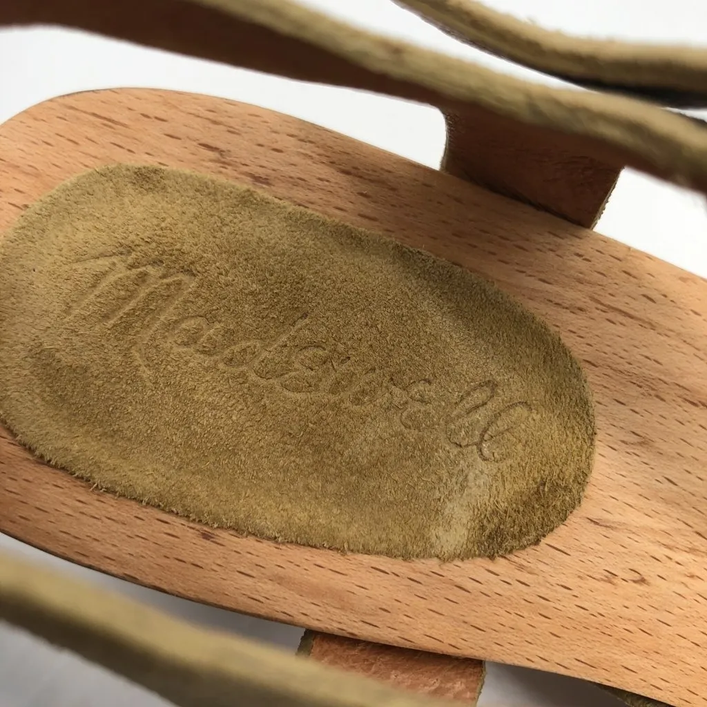 Madewell The Johanna Crisscross Clog Sandal in Suede Wooden Heel Beige 6.5 - Image 7