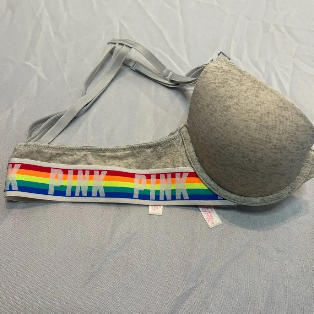 Victoria's Secret Gray Bra with Rainbow Straps - Image 10