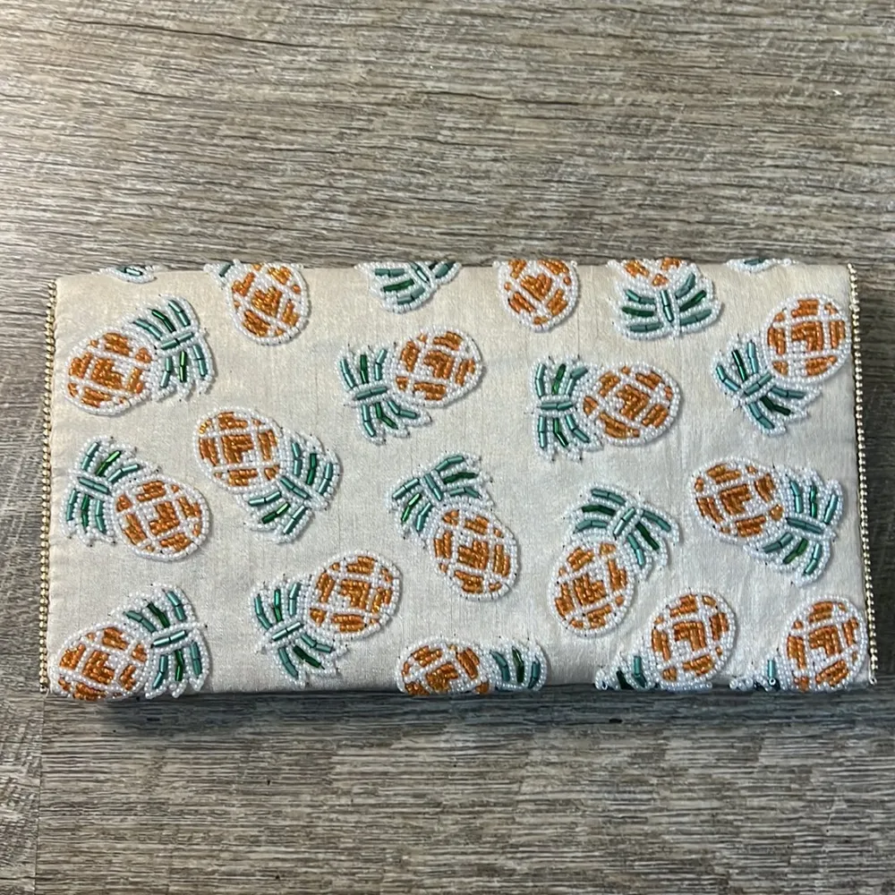 From St. Xavier Beaded Pineapple Clutch White - Image 5