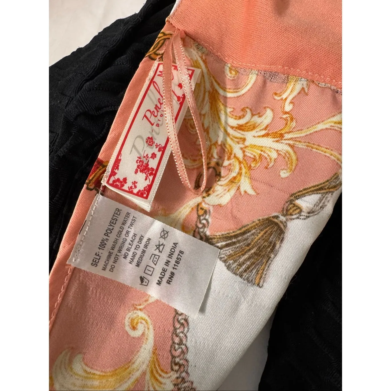 Penelope Boutique Satin Chain Halter Crop Top Pink Baroque Scarf Tie Back – Size Orange Size M - Image 8