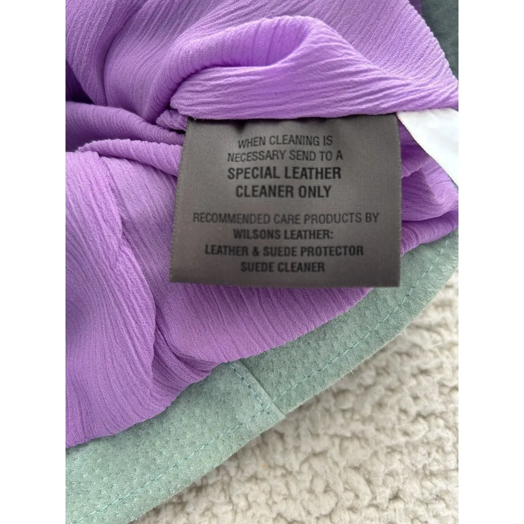 WILSONS LEATHER MAXIMA Suede Blazer Style Jacket Western Lite Green Womens Sz L - Image 7