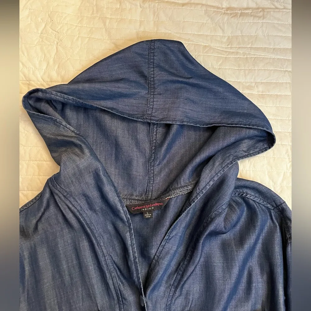 Cathrine Malandrino Indigo shirt dress jacket hooded NWOT - Image 3