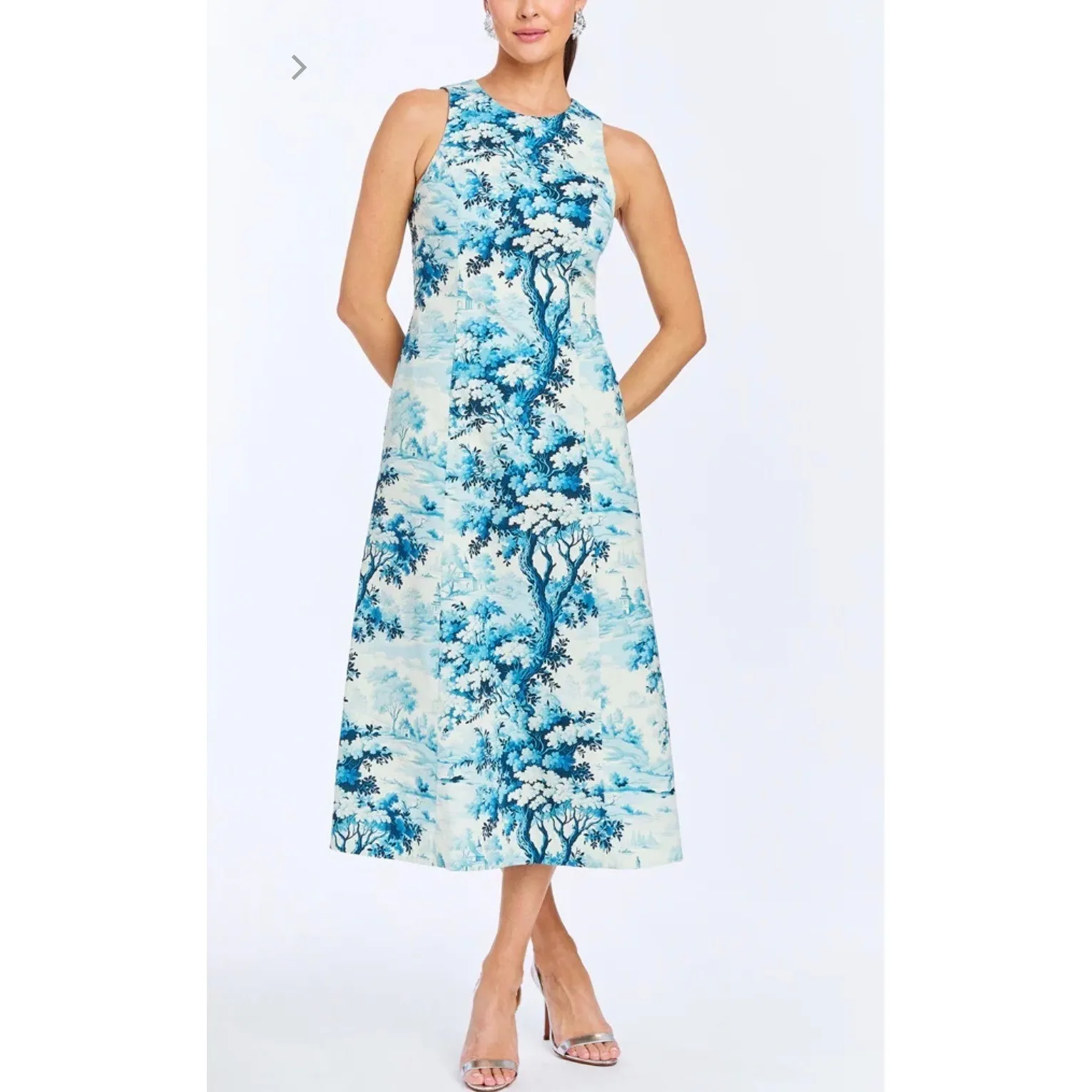 Mestiza New York Louisa Toile Print Sleeveless Midi Dress Size 2 Blue - Image 2