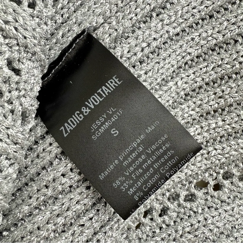 Zadig & Voltaire Jessy Silver Metallic Knit Midi Dress Sz S - Image 13