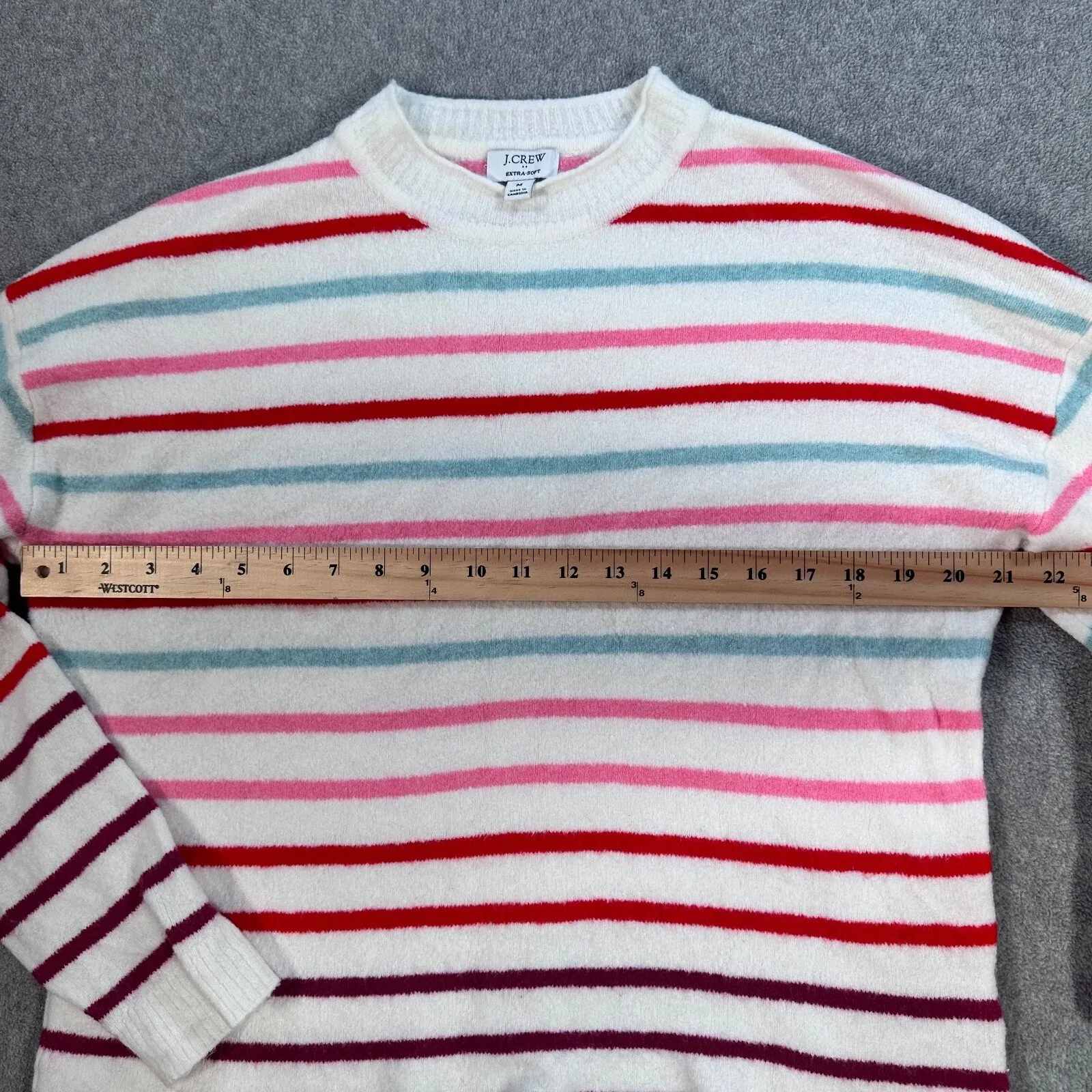J. Crew Factory Boxy Mock Neck Sweater in Extra Soft Yarn Striped Rainbow Medium - Image 6