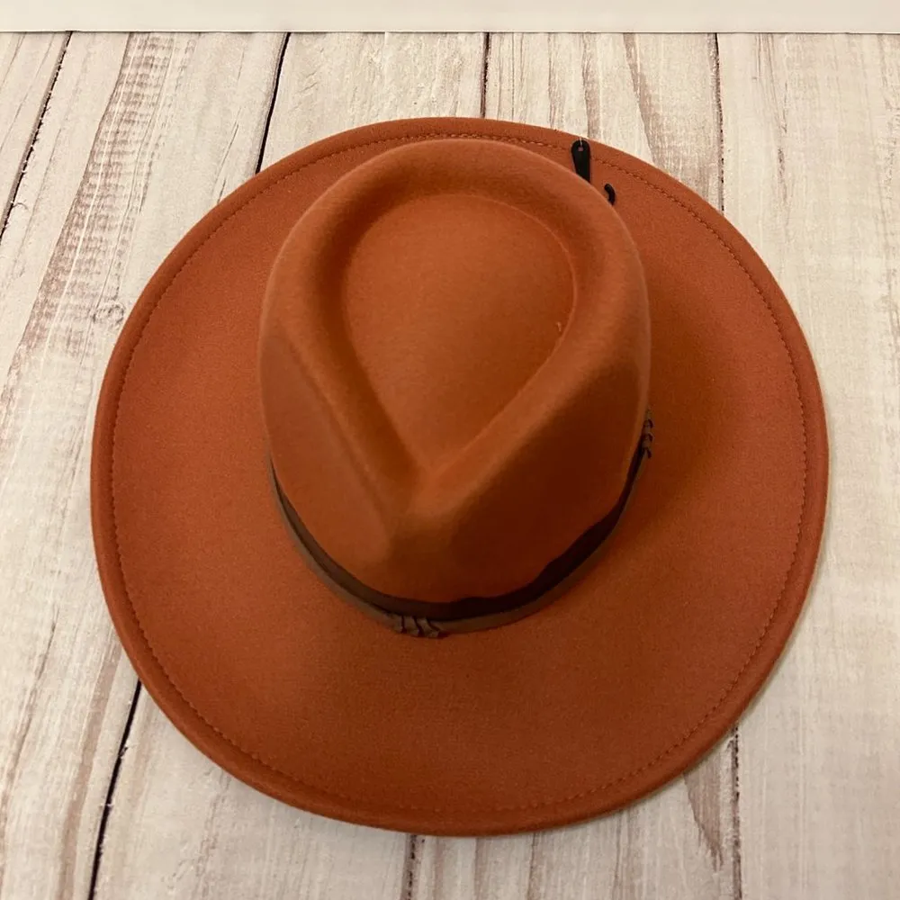 Altar'd State Double Band Wide Brim Hat in Rust NWT - Image 6