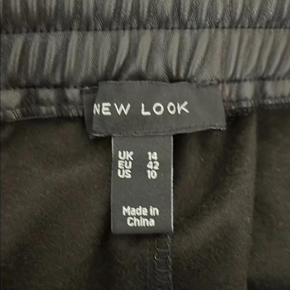 Boutique New Look Faux Leather Black Jogger Pants - Size 10 - Image 9