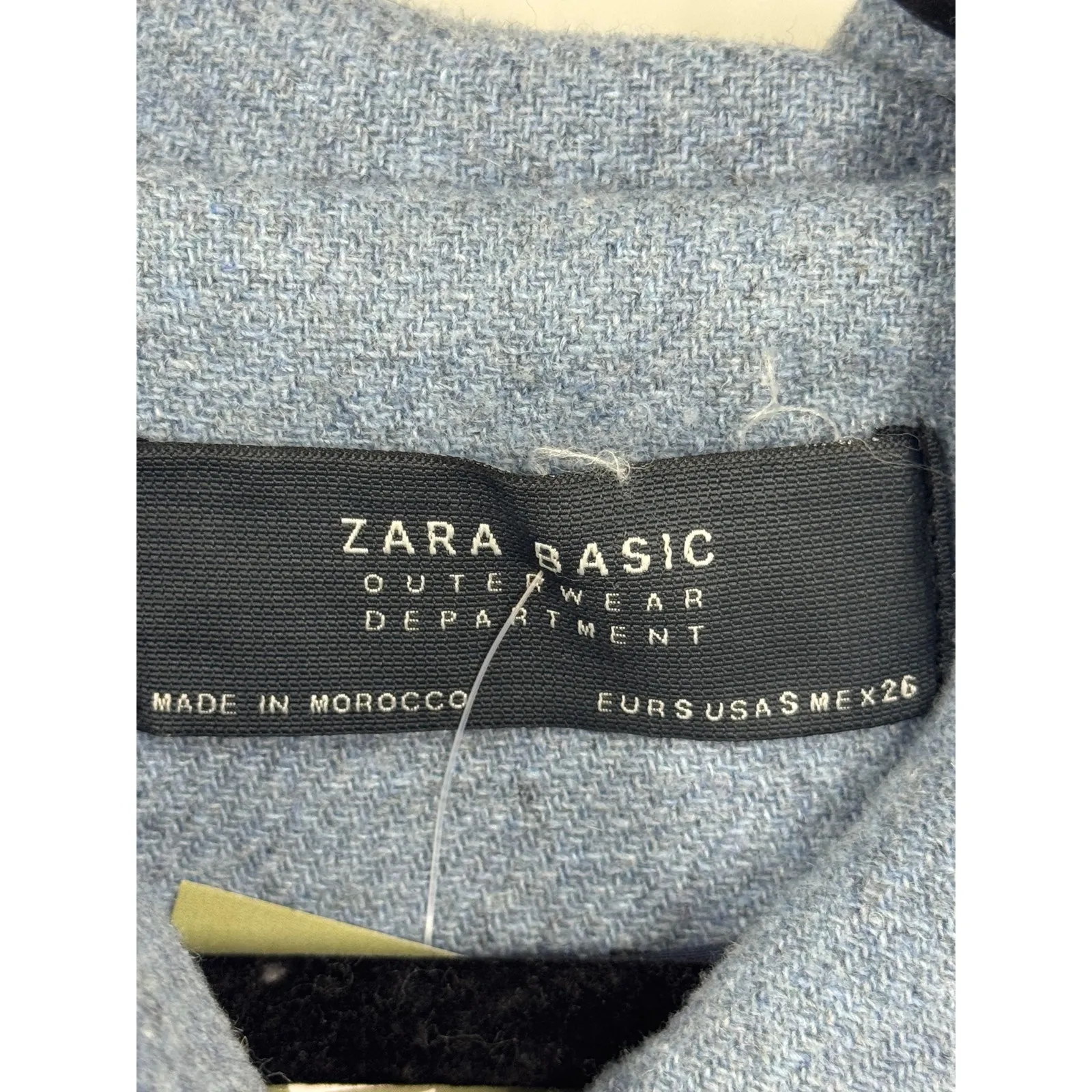ZARA  Basic Dusty Blue Hooded Wool Coat - Image 3
