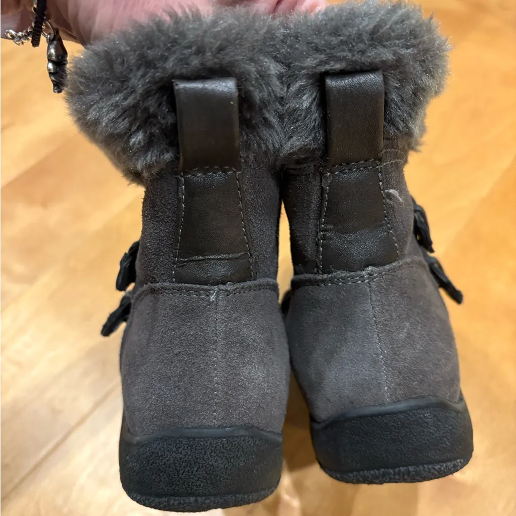 Baretraps Harleen suede booties faux fur lined trim  gray sz 6.5 - Image 4