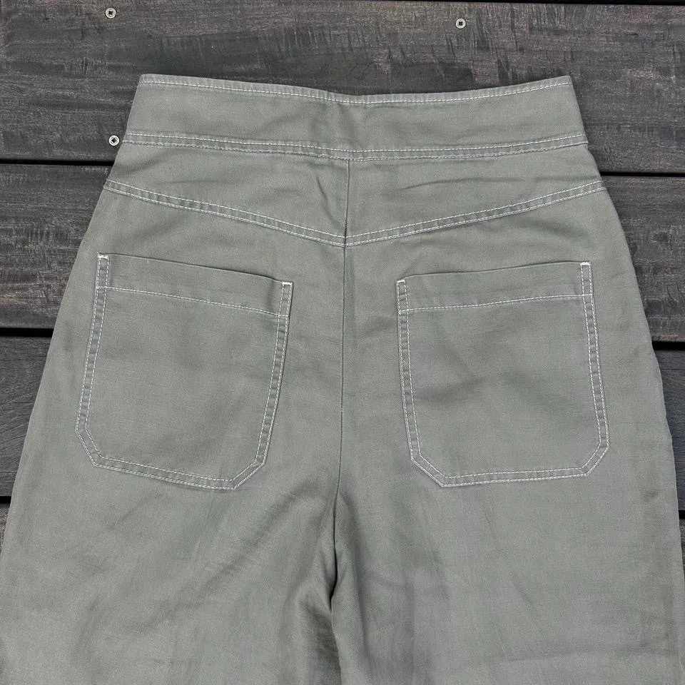 Tan La Vie Rebecca Taylor High Waisted Wide Leg Cotton Linen Blend Pants Size 27 - Image 6