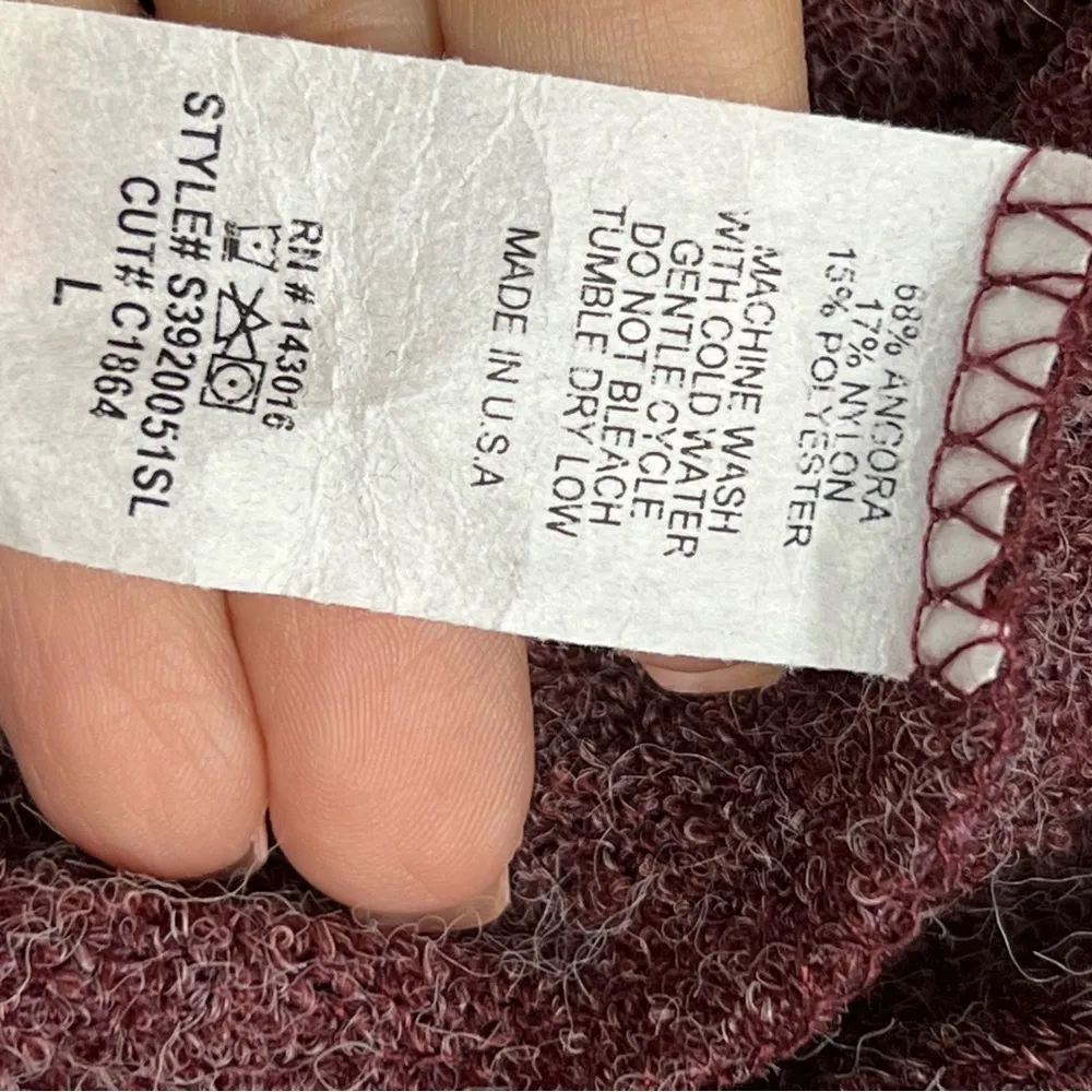 A.GAIN Angora Sweater Vest Womens Size L Burgandy Longline Pockets Boho Festival - Image 7