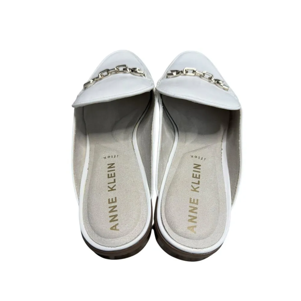 NEW Anne Klein Brantley Bit Loafer Mule Slip-On Shoes Women's 7.5 White Minimal - Image 3