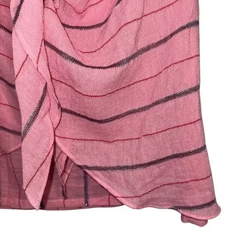 ANTHROPOLOGIE HOLDING HORSES Pink Striped Tie Front Gauze Mini Skirt EUC Size M - Image 3