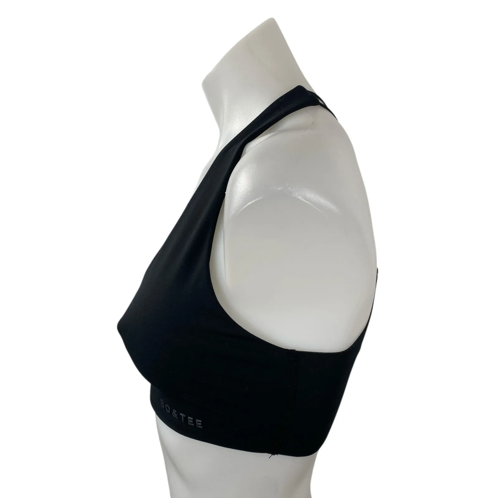 Bo + Tee Black Halter Yoga Gym Workout Athletic Activewear Tank Sports Bra Top S - Image 3