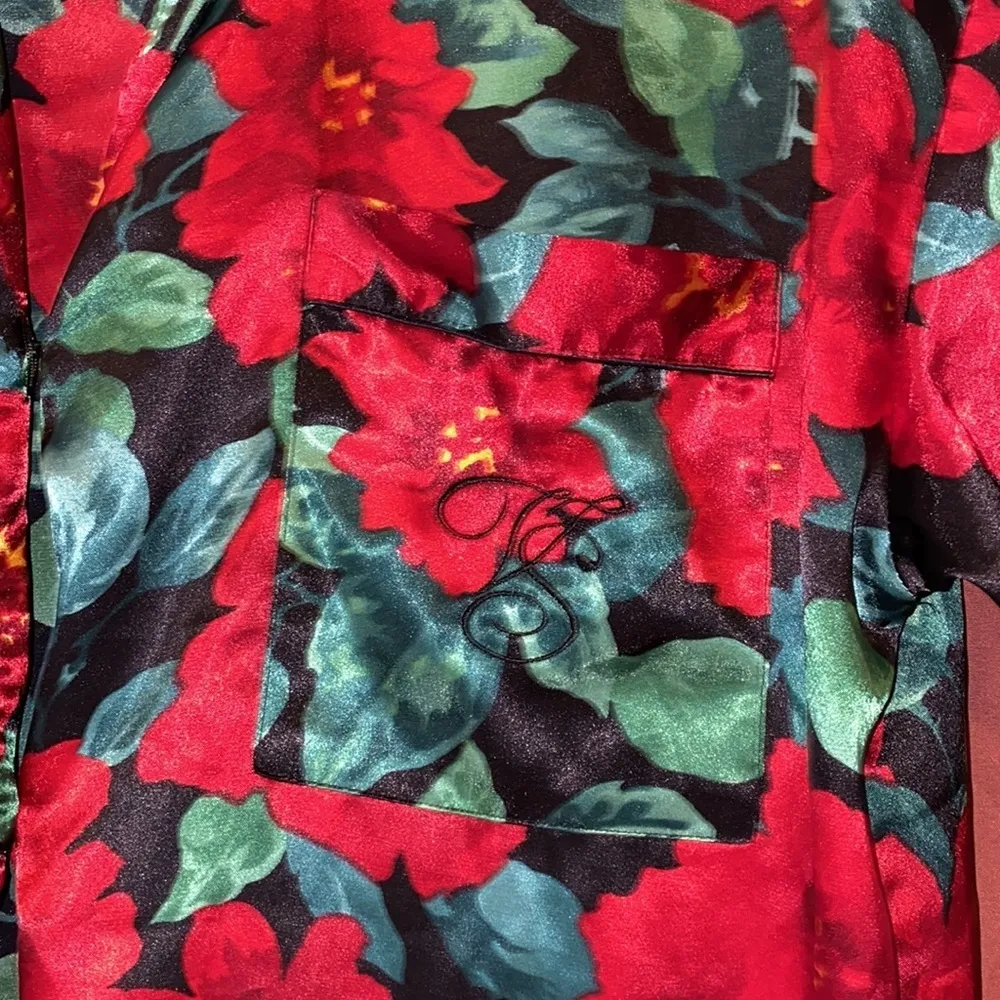 80s VTG VICTORIAS SECRET GOLD LABEL FLORAL LONG SLEEVE SHIRT DRESS NIGHT GOWN - Image 2