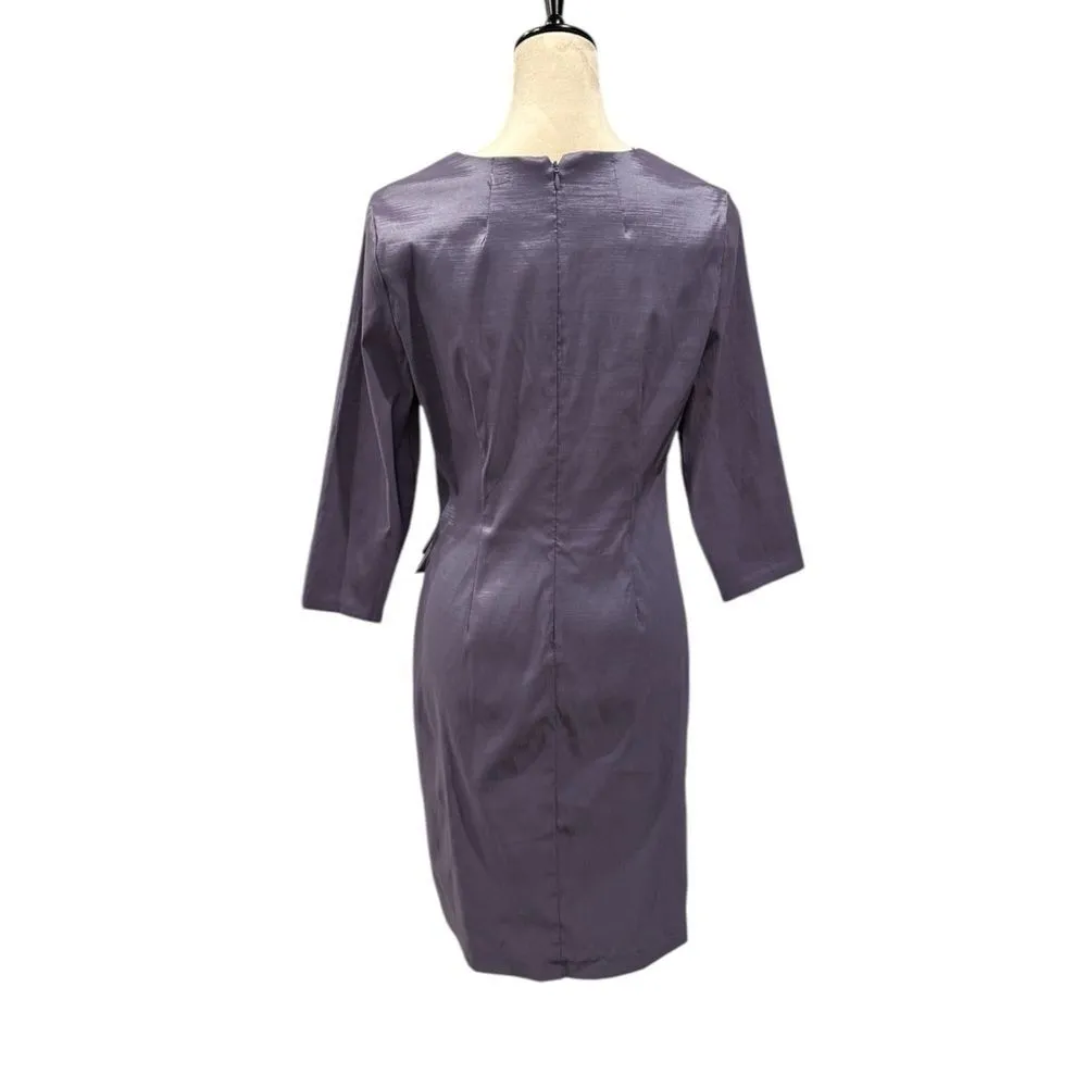 NWT Alex Evenings Lavender Satin Sheath Mini Dress - Image 3