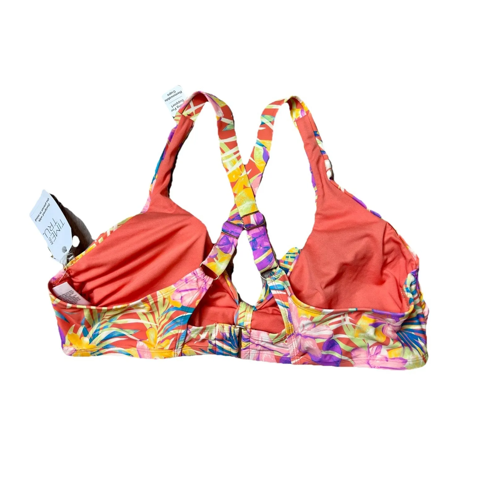 Time and Tru Tropical Floral Bikini Swimsuit Yellow 2 piece NWT Hawaiian Coastal Orange Size XXL - Image 7
