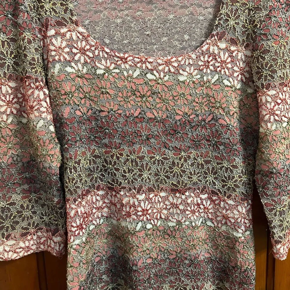 CDW Creative Design Workshop Lacy Decorative Floral Shirt w a little sparkle ✨ - Image 4